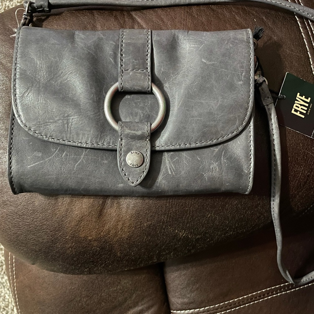 Frye  wallet handbag leather grey color